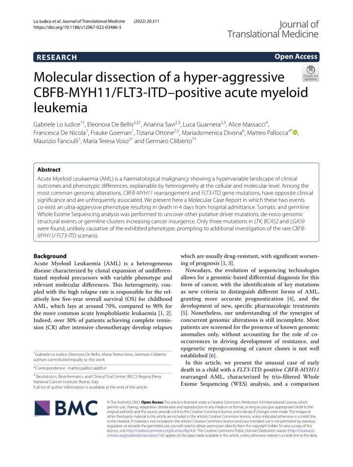 Articolo Journal of Translational Medicine